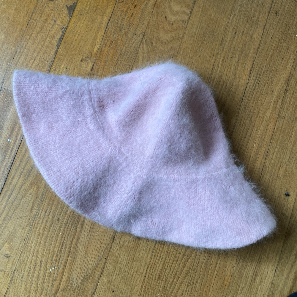 Adorable pink and fuzzy sun hat!